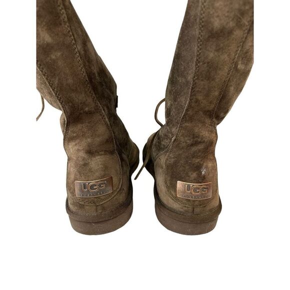 UGG Whitley Tall Brown Suede Boots Lace Up Sheepskin Shearling 5122 Womens 8 39 - Picture 8 of 11